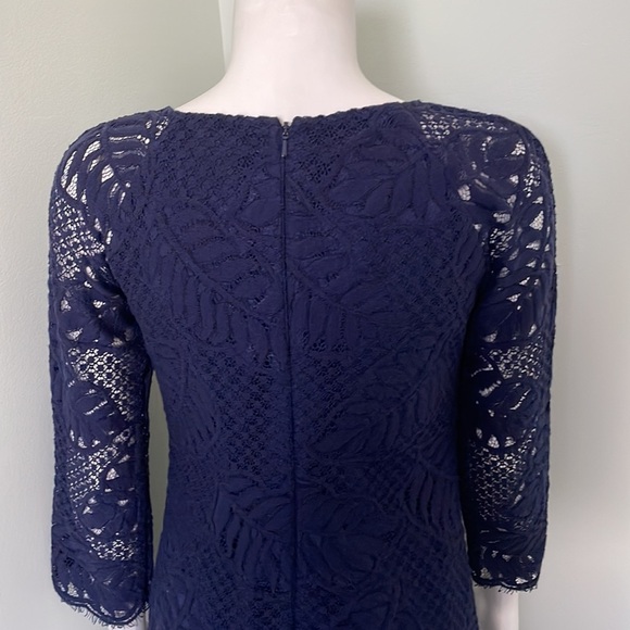 Lilly Pulitzer Rylee Shift Navy Palm Leaf Lace Dress - Picture 6 of 8